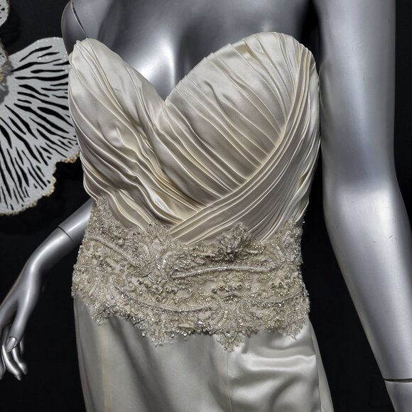 NWT~$1850~CB COUTURE~6/8~IVORY STRAPLESS MERMAID FIT & FLARE WEDDING DRESS - Picture 2 of 16